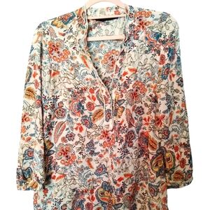 Zara Basic Floral Blouse Size Medium